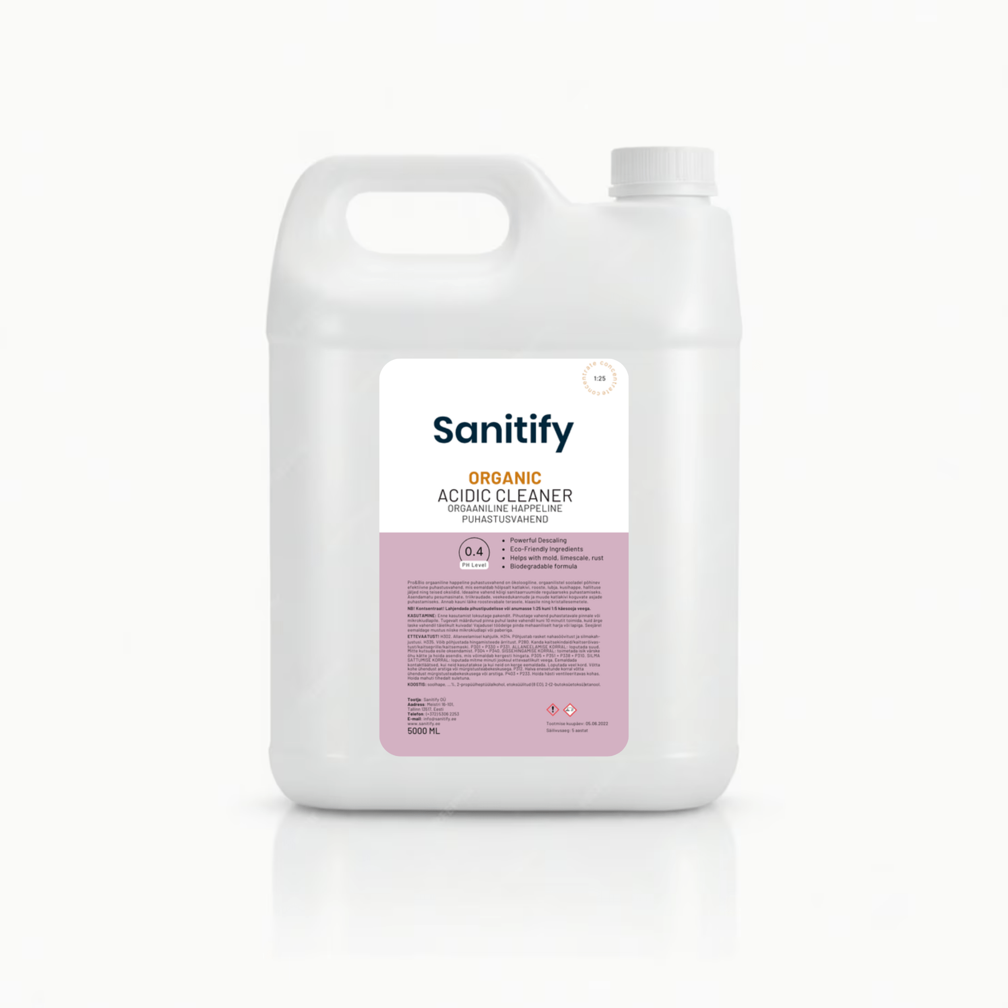 Orgaaniline happeline puhastusvahend, 5l, Sanitify©