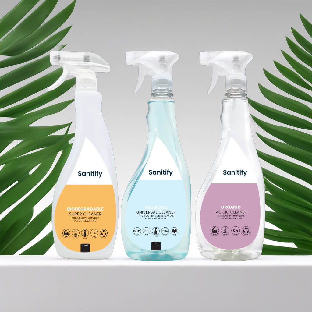 Sanitify Koristusainete komplekt + Tasuta Sanitify Universaalne puhastaja